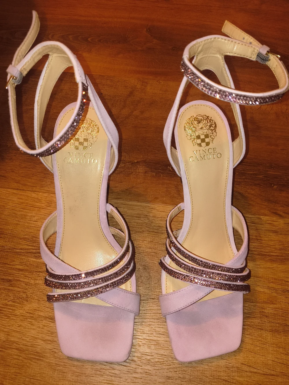 Vince Camuto Pink Strappy Ankle‑Wrap Sandals